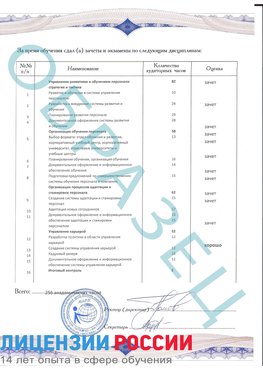 Образец приложение к диплому (страница 2) Менделеевск Профессиональная переподготовка сотрудников 